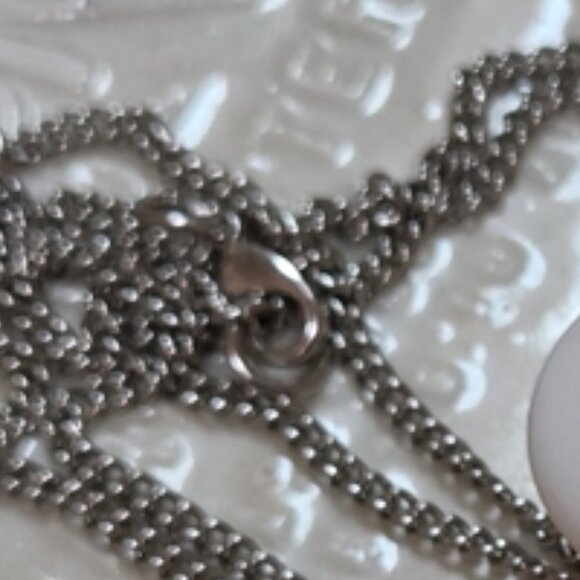 Geometric Silver Triangle Pendant Necklace With Center Black Bead - Picture 9 of 9